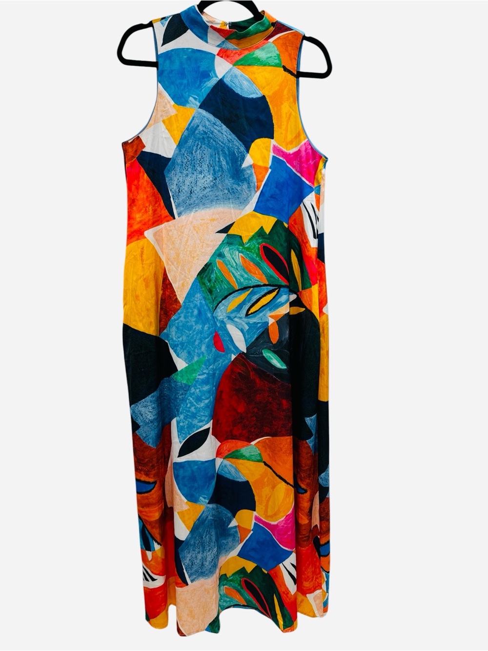 Nicole Miller Abstract Print Mock Neck Sleeveless Maxi Dress Multicolor Sz M - Picture 2 of 11